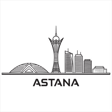 Distinctive skyline illustration of astana&rsquo;s iconic landmarks