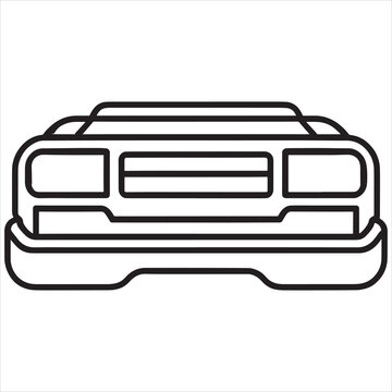 Minimalist line drawing of a classic double-decker bus side view