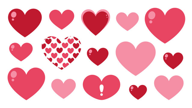 vector collection of various heart shapes in different sizes and colors for commercial use