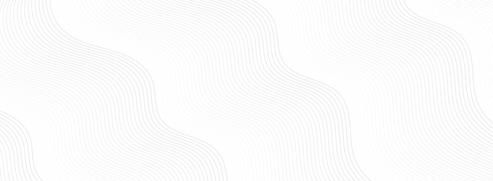 Abstract Subtle White and Light Gray Wave Pattern Banner &ndash; Minimalist Curved Lines Texture Background Vector for Tech Website Headers, Corporate Presentation Slides