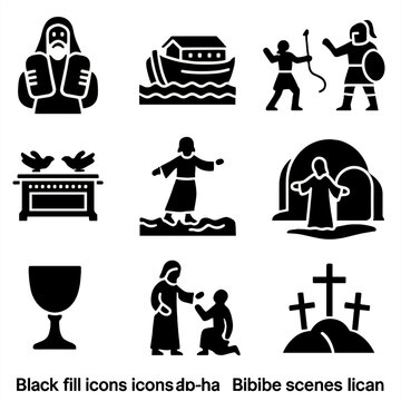 Ark goliath bush cup set vector moses hill supper biblical icon pentecost