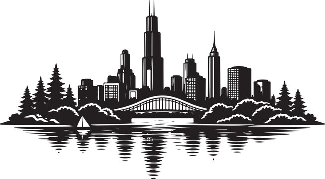 Chicago Skyline Silhouette Vector Design