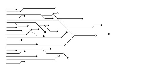 Fototapeta premium Abstract circuit board lines and dots on white background 