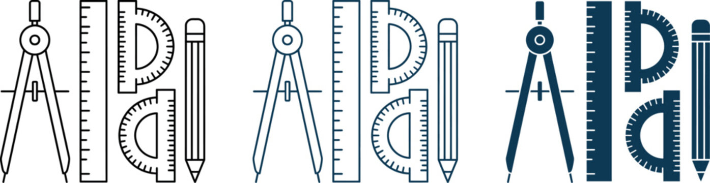 Drafting and engineering tools icon set