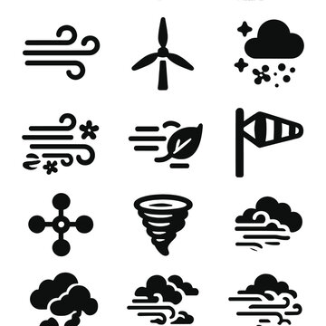 Icons air turbine quality pollution blowing vector icon movement wind breeze