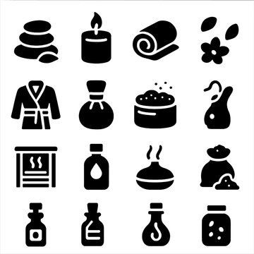 Diffuser icon stones spa oil vector sauna towel set facial petals