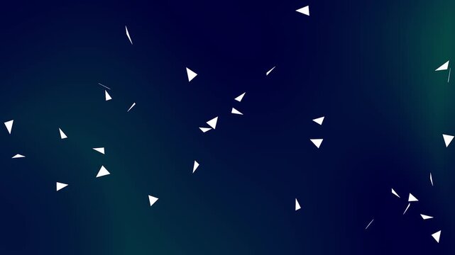 Triangles abstract explosion background geometric 4k animation video for modern tech backdrops. Abstract explosion of white geometric triangles on a dark gradient background loop.