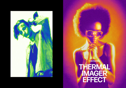 Vertical Thermal Imager Photo Effect For Poster And Print Design