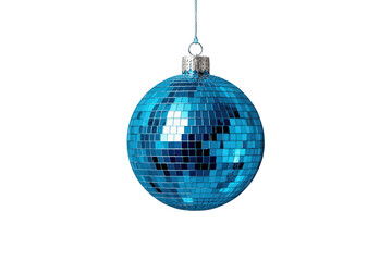 Obraz premium Blue disco ball hanging, reflecting light, symbolizing celebration, party, and festive atmosphere, transparent background