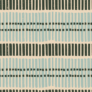 sage green blue cream abstract vertical stripes dashes geometric ikat seamless pattern. Midcentury blockprint handdrawn scandinavian nordic minimalist textile fabric upholstery simple basic texture
