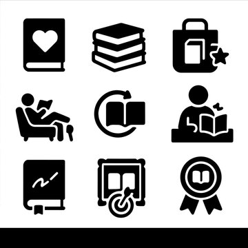 Book event lover reading shelf heart goal edition vector icon bookshop