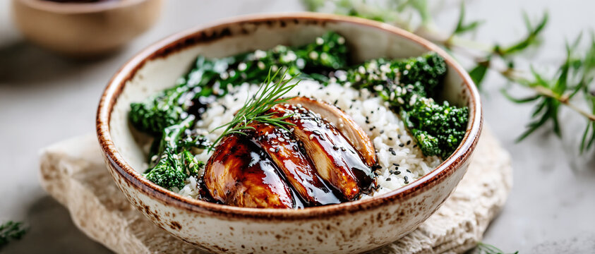 Chicken Teriyaki Rice Bowl AI Generative