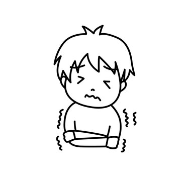 シンプルな病気の子供のイメージイラスト　さむけ