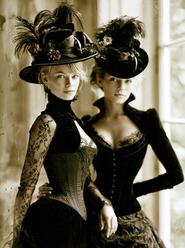 Elegant Victorian Ladies in Antique  Portrait &ndash; AI Generative &ndash; No Real Persons