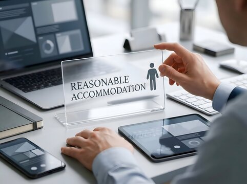 Reasonable Accommodation Concept with Business Figure on Office Desk, Workplace Accessibility and Inclusion