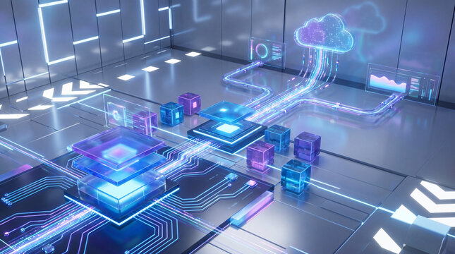 AI content supply chain with connected media asset blocks