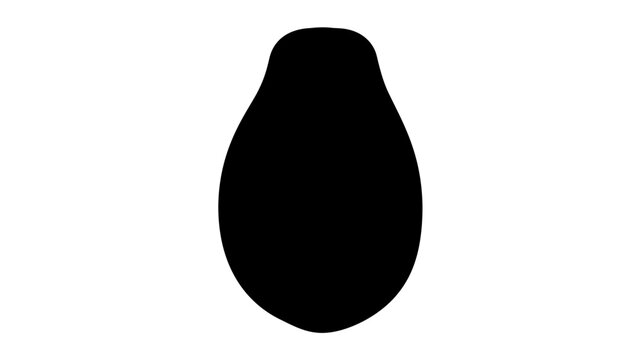 Black solid papaya fruit vector icon, simple minimalist silhouette illustration with smooth tropical shape on white background for produce labels, grocery menus, stickers and healthy food branding