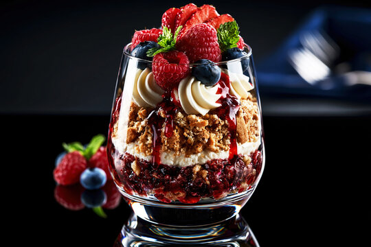 Berry Cheesecake Parfait in Elegant Glass &ndash; AI Generative