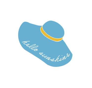 Sun Hat Transparent Vector svg holiday vacations blue white yellow outlined illustration isolated asset pool relaxation object leisure travel minimal simple art shape sunshine tourism fashion clothing