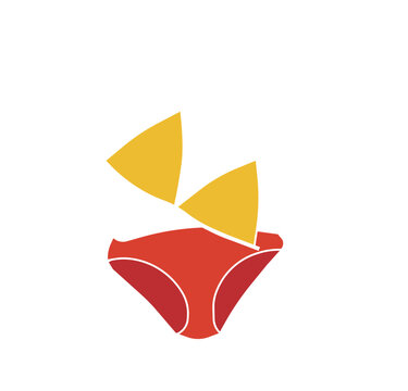 Bikini Transparent Vector svg holiday vacations red white yellow outlined illustration isolated asset pool relaxation object leisure travel minimal simple art shape swimsuit tourism fashion clothing