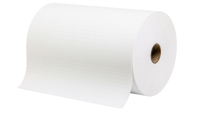 Large white paper roll with faint horizontal lines, isolated on transparent background
