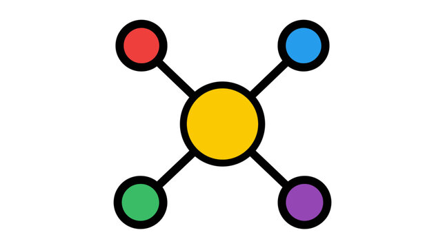 Central Network Connection and Data Sharing Vector Illustration