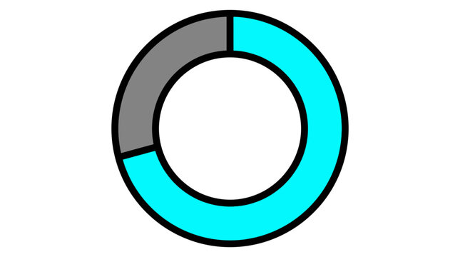 Minimalist Vector Donut Chart Progress Ring in Cyan and Grey