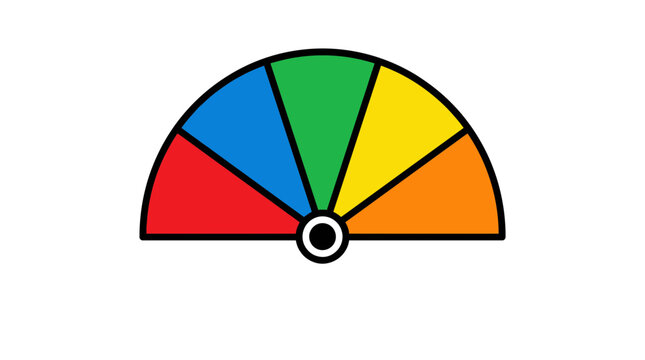 Colorful Semicircle Performance Gauge Vector Icon