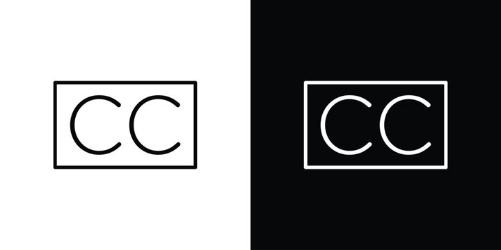 Closed caption icon line illustration group