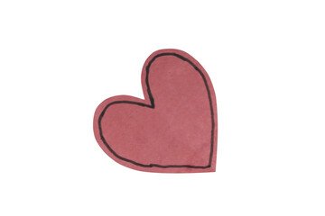 Fototapeta premium A pink heart shape with a black outline isolated on transparent background
