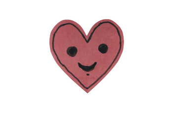 Fototapeta premium A cute pink heart with a smiley face isolated on transparent background