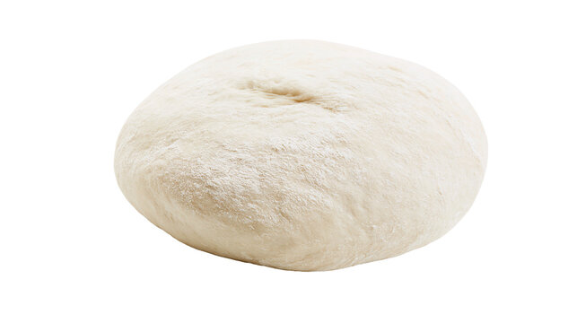 Raw white bread dough ball dusted with flour, isolated on transparent background