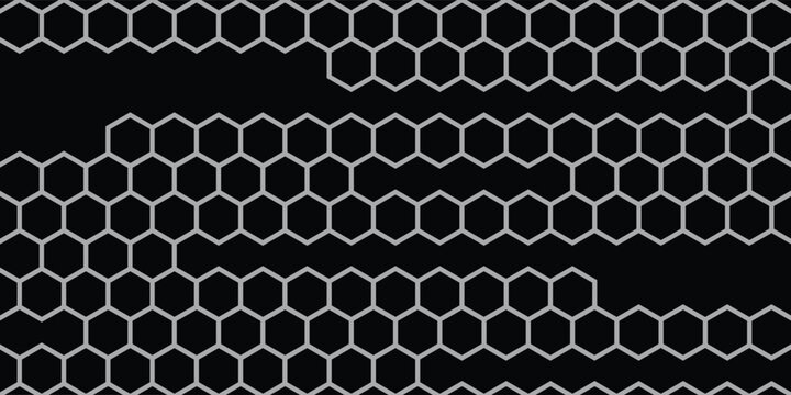 Black Metal Hexagon Grill Texture featuring metallic honeycomb mesh, carbon dark background, industrial steel grate, automotive radiator grill