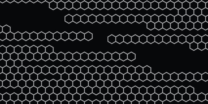 Black Metal Hexagon Grill Texture featuring metallic honeycomb mesh, carbon dark background, industrial steel grate, automotive radiator grill