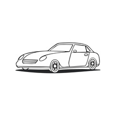 Naklejka premium Stylized sketch of a sleek four-door sedan automobile with clean lines