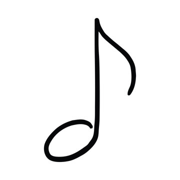 Single eighth note black line art on a white background