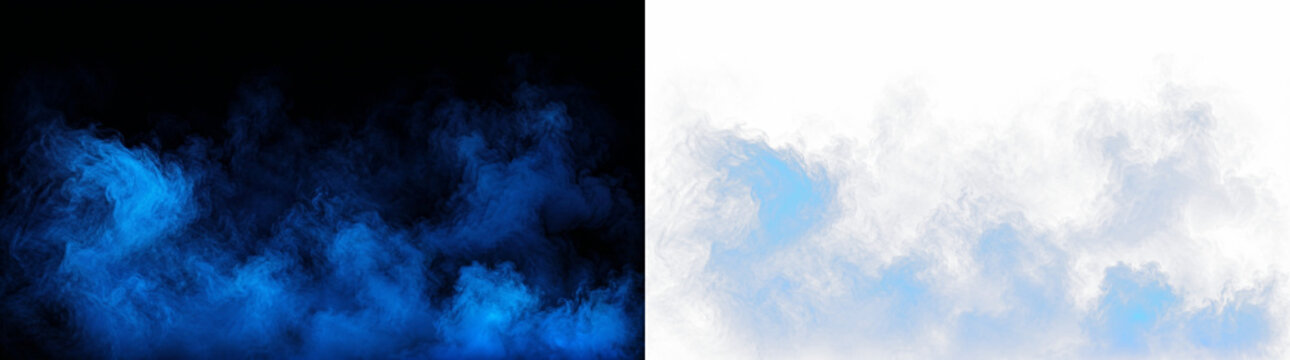 blue smoke or fog with dark background isolated for effects and design