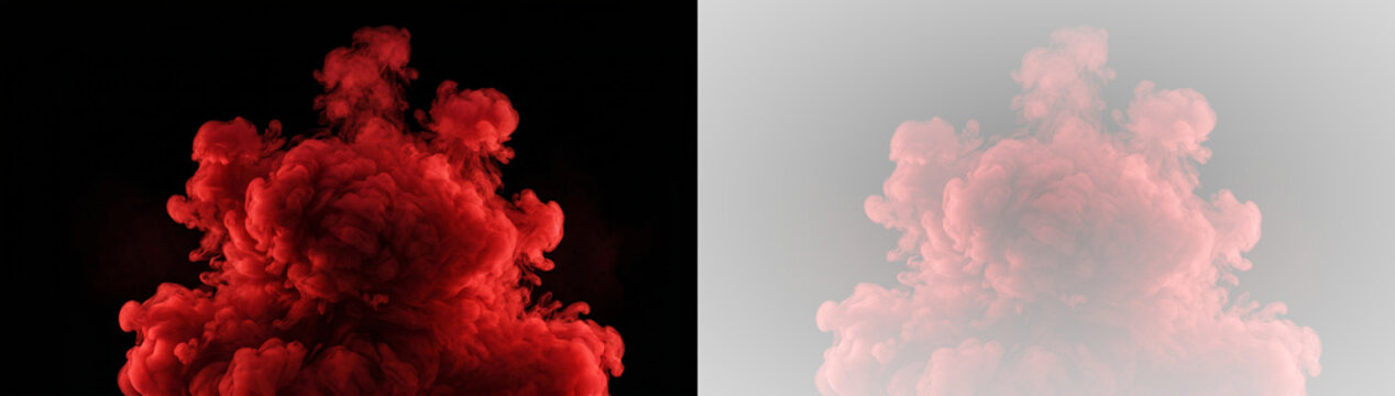 red smoke cloud on black background digital illustration of abstract ink in water effect