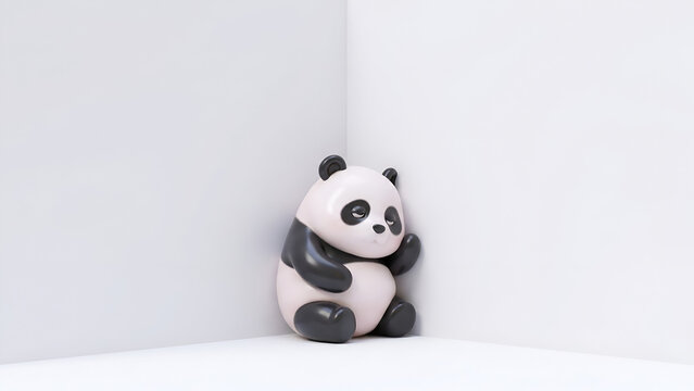 Cute Panda Hug &ndash; Soft Minimal 3D Wallpaper