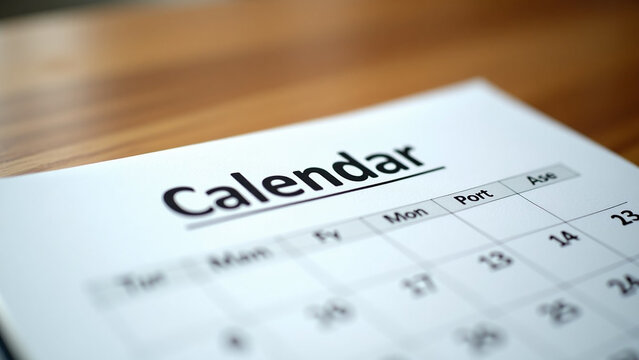 For business meeting or iteration travel planning concept ar close up of calendar on the wooden table