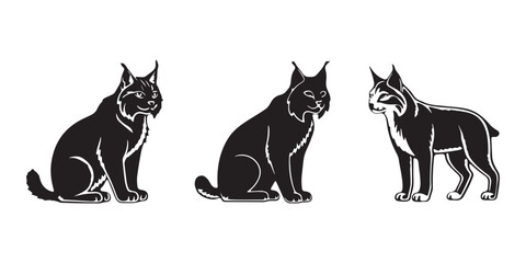 Lynx Silhouette Icon Set. © Ali