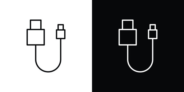 USB cable icon editable elements kit