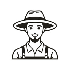 Fototapeta premium Friendly Farmer with Hat and Overalls Character Illustration
