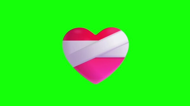 Love icon sign, animated red pink heart shaped 3D with bandage cartoon vector. feeling illustration idea, message, interaction symbol. Popup clipart shape animation green screen background template.