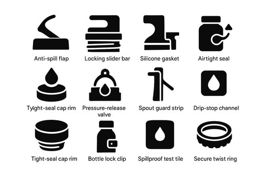 Lock bottle slider icon spill proof vector indicator tile bar flap valve