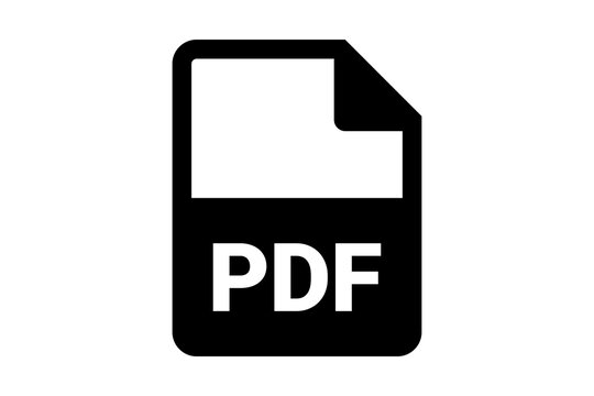 Black PDF File Format Document Icon isolated on transparent background adobe type symbol