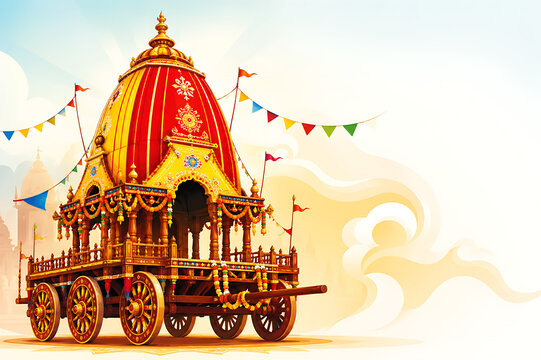 Jagannath Rath Yatra Hindu Pilgrimage Festival with Majestic Rath Chariot Lord Jagannath Balabhadra and Subhadra