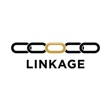 Black and gold chain links with text on a white background