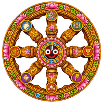Luxury Jagannath Rath Yatra Celebration Background Banner with Sacred Temple Chariot, Traditional Odia Festival Decorations, Editorial Design Template, and High-Quality Vector Artwork