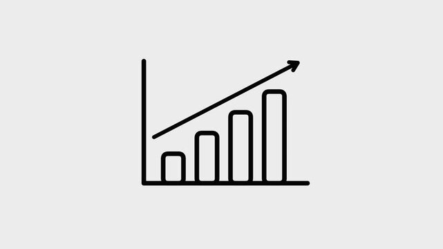 Minimalist Bar Chart with Upward Growth Arrow Icon